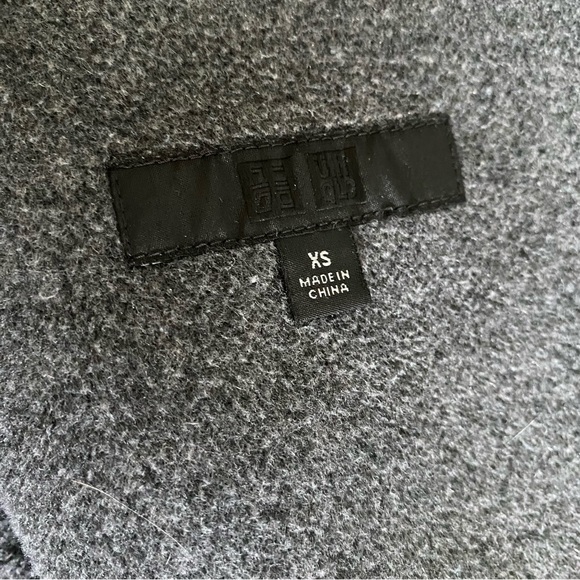 Uniqlo Double Face Collarless Grey Wool Coat - Picture 8 of 9